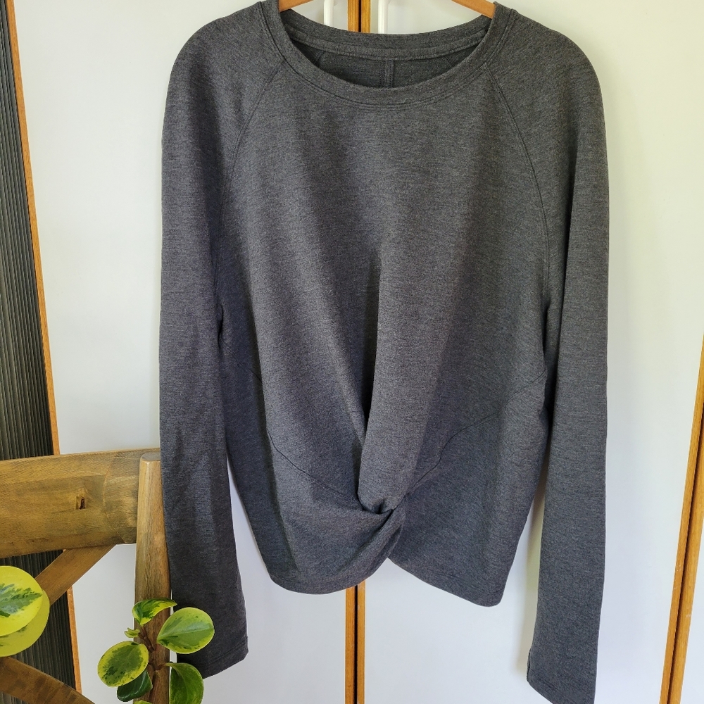 Lululemon Tuck & Gather Pullover 10 Modal French Terry Knot Crop Crew